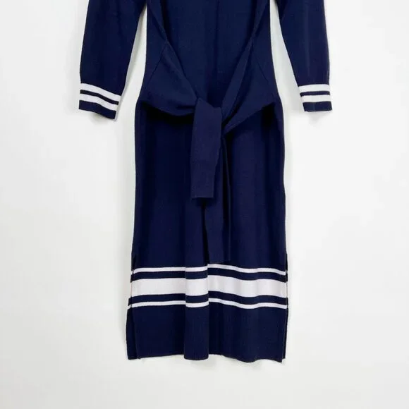 Sandro Cashmere Wool Stripe Midi Knit Sweater Bryone Dress Preppy Paris Academia - Picture 6 of 14